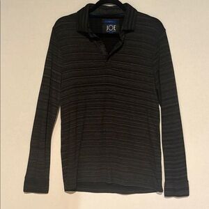 Joseph Abboud, Men's long sleeve Polo Shirt Slim Fit. Size Medium black and gray